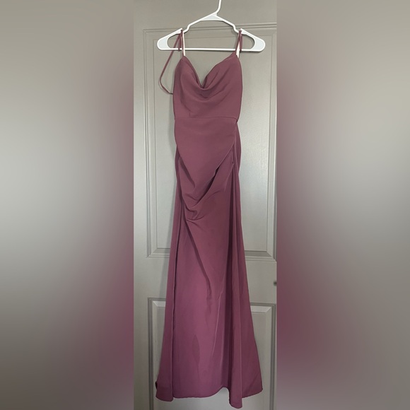 stretch crepe cowl neck strappy bridesmaid dress Dresses | friendly and breathability